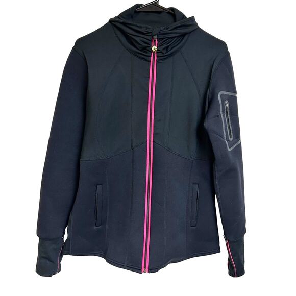 ZAGGORA Black Full Zip Hooded Hot Suit Workout Neoprene Jacket Sweat Sz XL - Picture 1 of 8